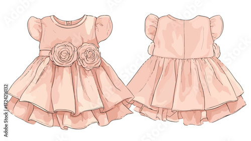 Stylish Pink Baby Girl Dress for Kids Fashion Photography