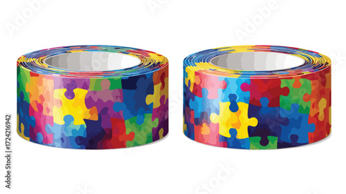 Autism Awareness Puzzle Tape on White Background