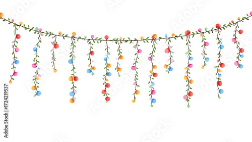 Vibrant Colorful Garlands on White Background Vector Illustration
