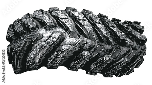 Detailed Textured Tire Track Design Vector Print for Professional Use