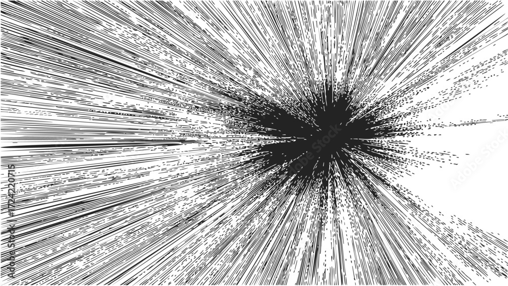 Obraz premium Black hole explosion sketch, hand drawn vector, abstract cosmic burst with radiating lines — stock vector