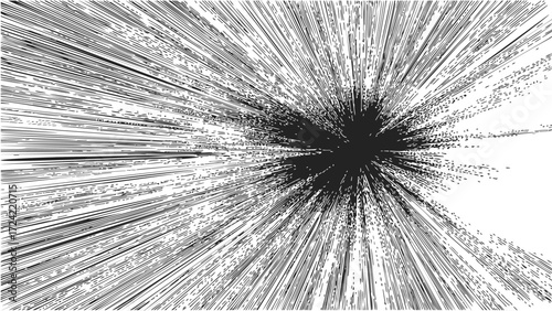 Black hole explosion sketch, hand drawn vector, abstract cosmic burst with radiating lines — stock vector