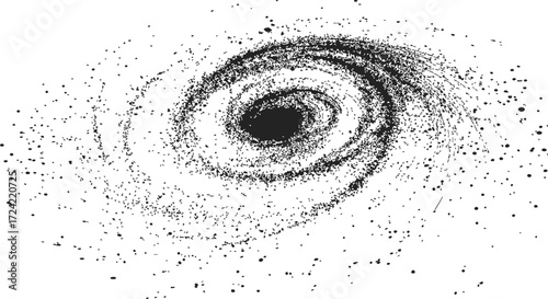 Spiral galaxy sketch hand drawn style with swirling star arms and dense core — stock vector