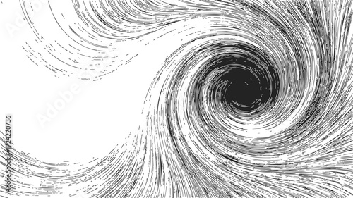 Vortex abstract sketch, hand drawn swirling lines forming spiral motion — stock vector