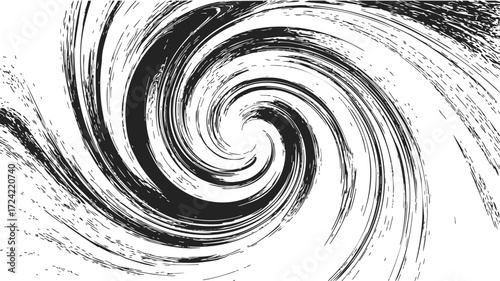 Black and white swirl sketch, hand drawn abstract spiral background — stock vector