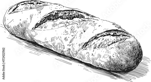 Baguette sketch hand drawn style rustic artisan bread illustration — stock vector