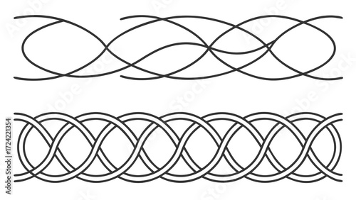 Hand drawn abstract wavy line patterns decorative borders seamless textures grunge sketchy