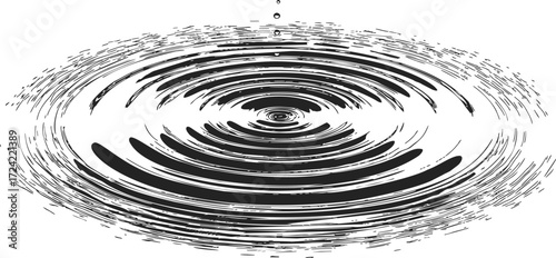 Water ripple sketch hand drawn concentric circles with drop impact — stock vector