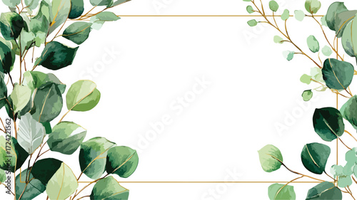 Elegant Eucalyptus Leaves Watercolor Frame Vector Drawing