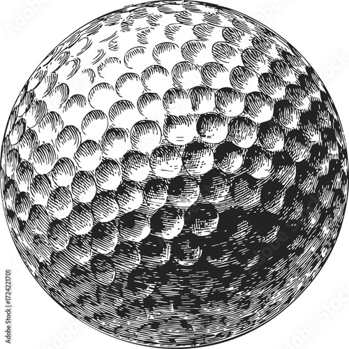 Golf ball sketch hand drawn detailed textured illustration isolated — stock vector