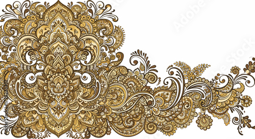 Intricate ornamental floral design in detailed swirling patterns and elegant…