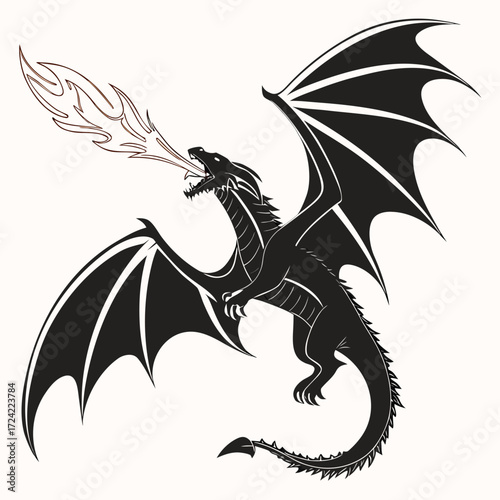 dragon tattoo design black and white vector