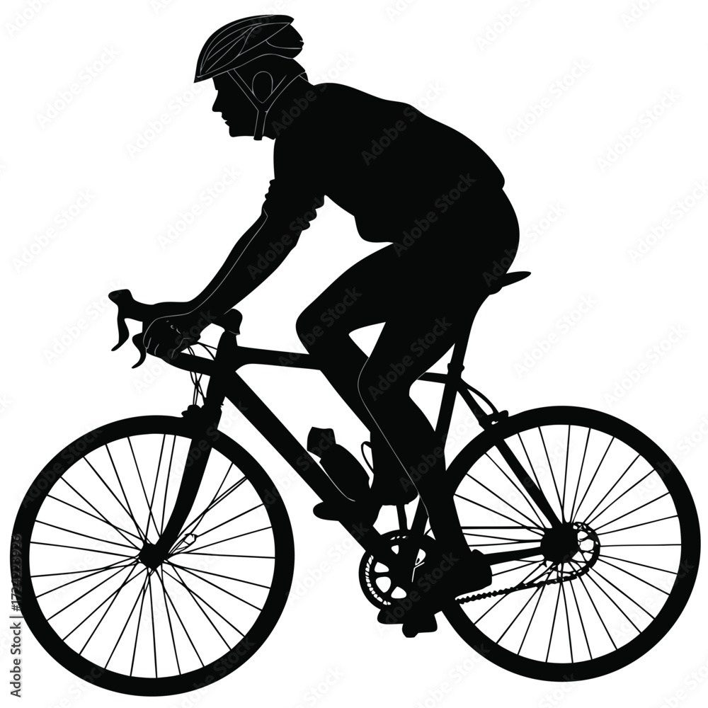 Fototapeta premium cyclist silhouette black and white vector