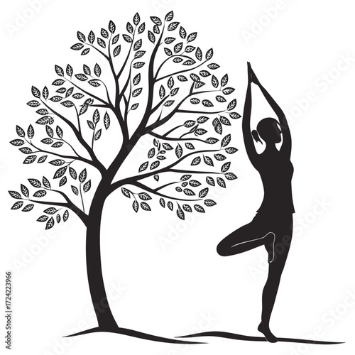vector tree silhouette black and white vector