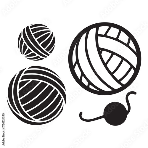 yarn icons set vector outline