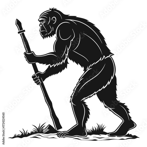Bigfoot Yeti Silhouette Walking Illustration