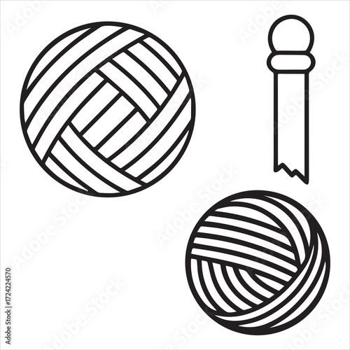 yarn icons set vector outline