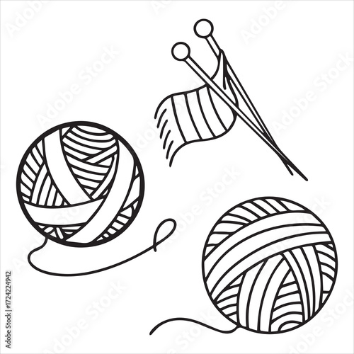 yarn icons set vector outline