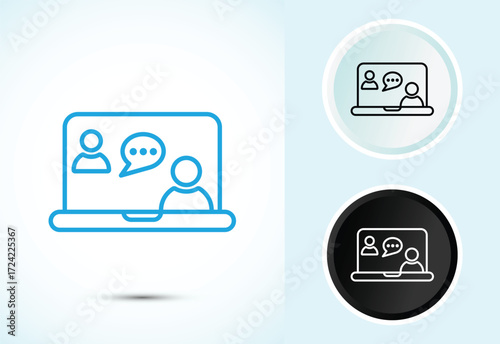 Online meeting vector illustration of virtual communication on laptop with white background