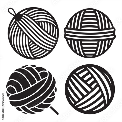yarn icons set vector outline
