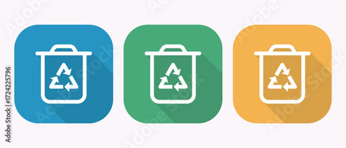 Recycle Icon Set in Blue Green and Yellow for Sustainable Living Concepts