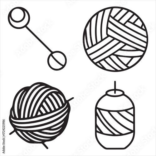 yarn icons set vector outline