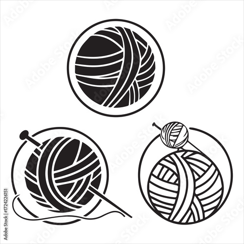 yarn icons set vector outline