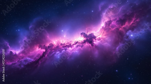 Captivating nebula filled with vibrant colors glowing in the vast expanse of space at night