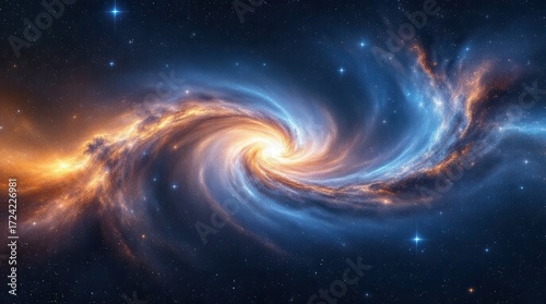 Beautiful swirling galaxy with bright colors in deep space displays cosmic wonders and intricate patterns
