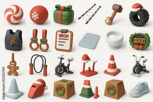 Festive Fitness Icons Set For Holiday Workout Motivation