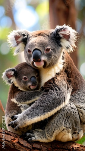 Close-up of a koala mother and joey (2)