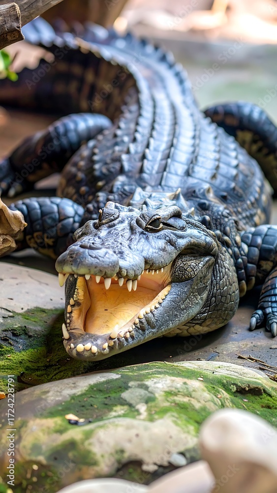 Obraz premium Close-up of a large crocodile resting