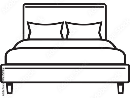 Professional Bed Icon in Elegant Thin Line Vector Artwork Illustration