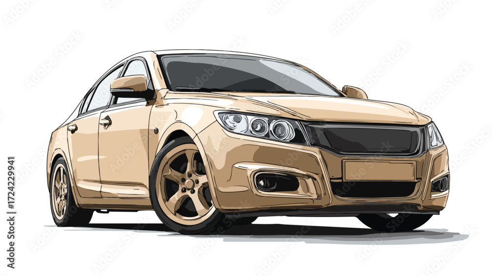 Fototapeta premium Elegant Beige Car Vector Illustration for Creative Design Projects
