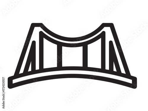 Elegant Bridge Icon in Clean Minimal Vector Line Illustration Artwork