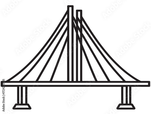Professional Bridge Icon in Modern Stylish Thin Line Vector Illustration