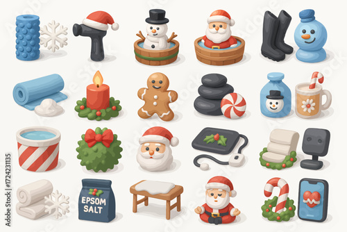 Cute Christmas Spa  Wellness Icons 25 Adorable Illustrations