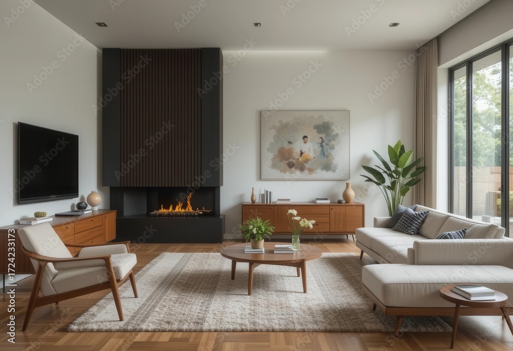 custom made wallpaper toronto digitalMad Men Minimal   A Family Room Design paying tribute to the timeless elegance of Mid Century Modern Style.