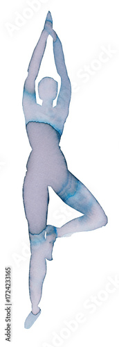 Wallpaper Mural Graceful pose of a dancer captured in soft watercolor and ink technique within a serene setting Torontodigital.ca