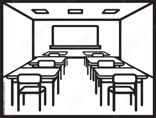 Stylish Classroom Icon in Elegant Modern Thin Line Vector Illustration