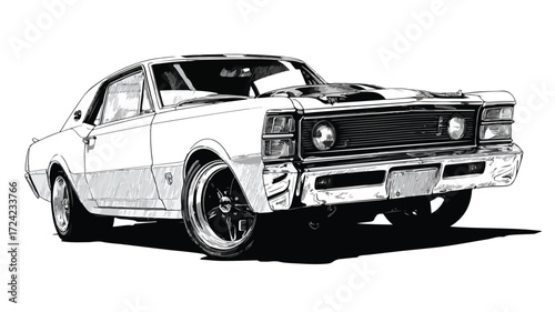Classic Vintage American Muscle Car Retro Style Design Element