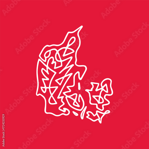 Photography Abstract Scribble Map of Denmark.