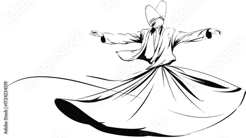 Whirling Dervish Cartoon Vector Illustration
