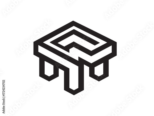 Professional Construction Logo Icon in Elegant Minimal Vector Line Design