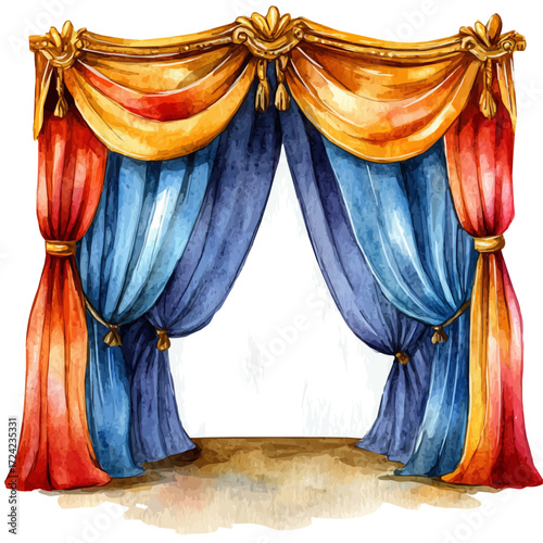 Scottish Indie Theatre, watercolor illustration vector, isolated on a white background.