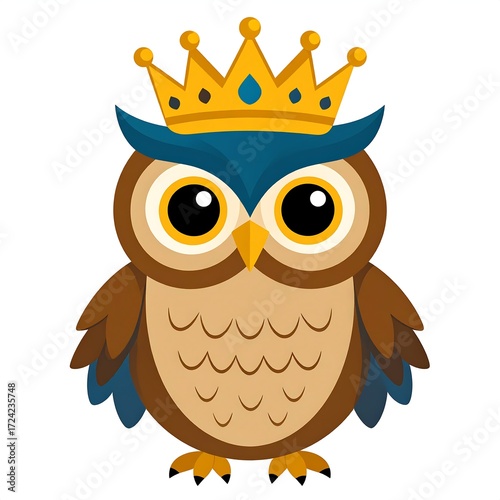 Cute cartoon owl with crown
