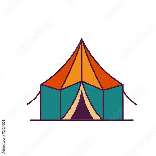Colorful circus tent illustration with geometric design
