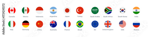 Collection of world country flags including France Mexico USA Japan Saudi Arabia Argentina Russia Indonesia Australia India and more