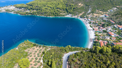 Panormos beach in Skopelos, Greece. 