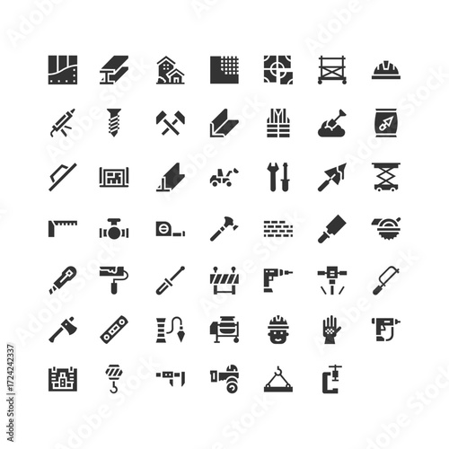 Icon Pack Construction Tools illustration on white background